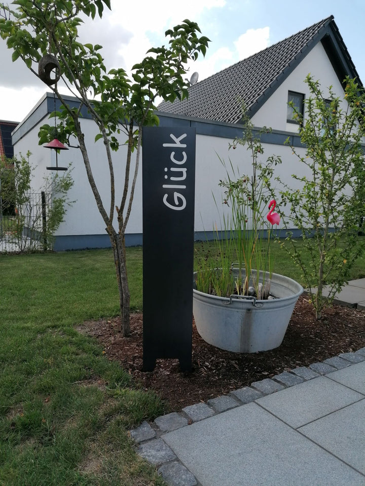 Gartenstele "Glück" aus Cortenstahl