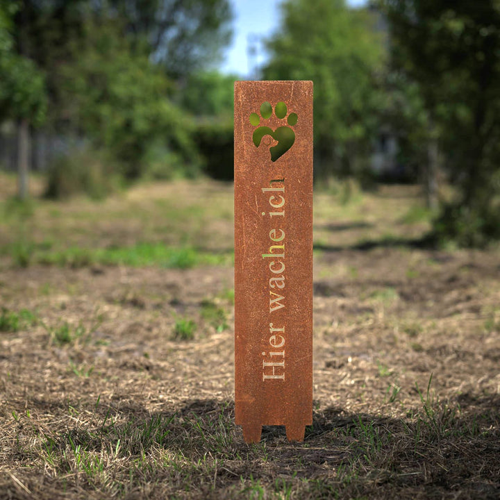 Gartenstele "Hier wache ich"